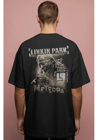 Linkin Park Rock Metal Müzik Grubu Baskılı Unisex Oversize Premiu Siyah