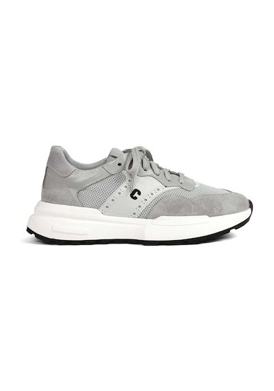 Kadın Gri Bağcıklı Kalın Tabanlı Süet Deri Sneaker