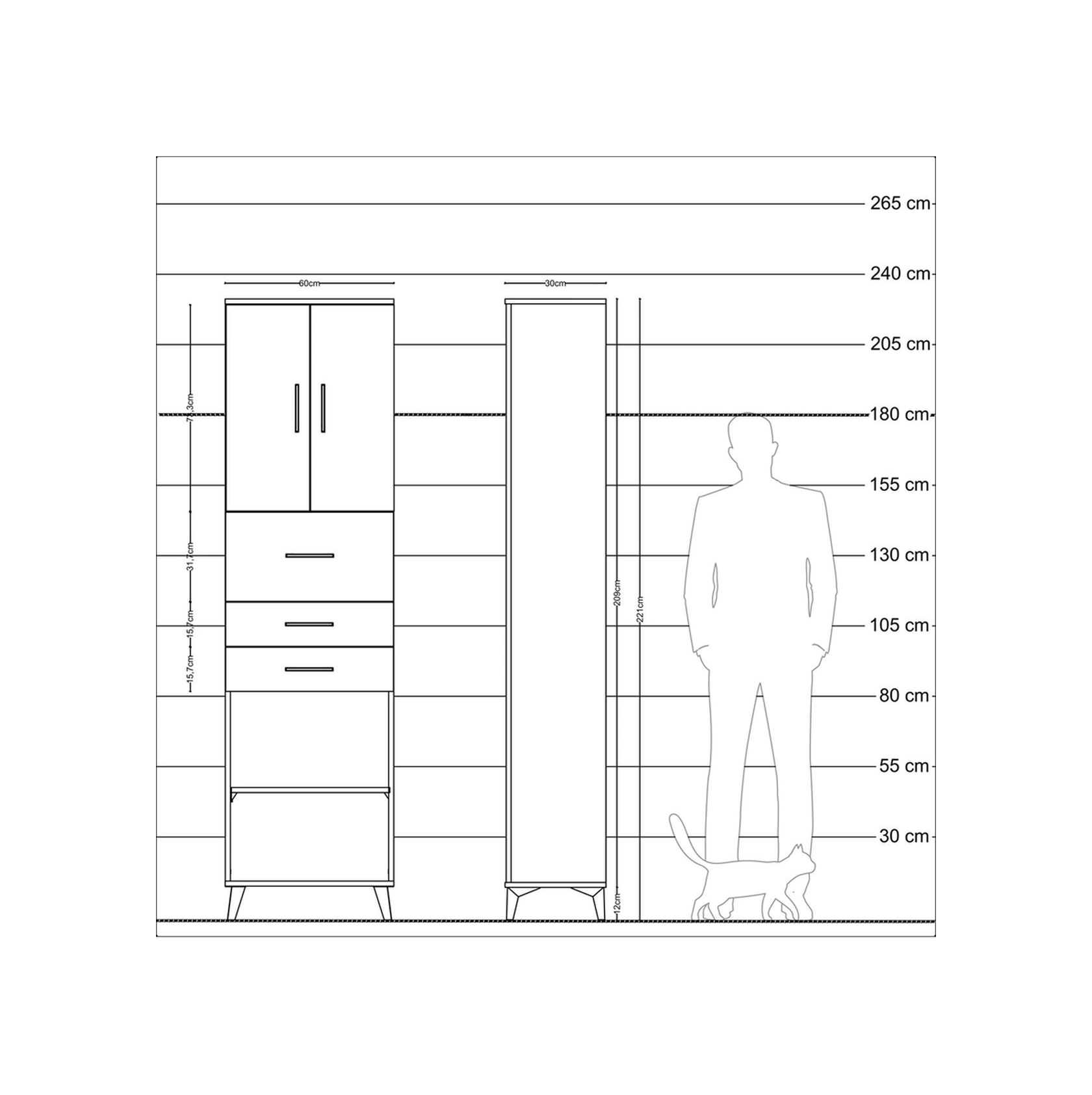 Arges Dolap 3 Raflı 3 Çekmeceli 2 Kapaklı 60x30x221 Antrasit-... Antrasit Arges Dolap 3 Raflı 3 Çekmeceli 2 Kapaklı 60x30x221 Antrasit-... Antrasit