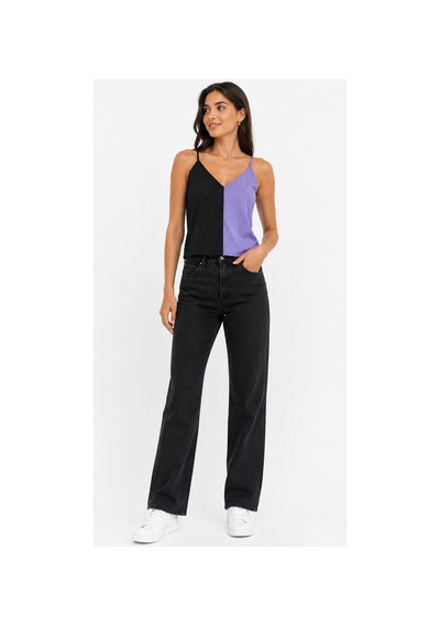 Onno Style Women Kolsuz Askılı V Yaka Triko Kadın Bluz Lila