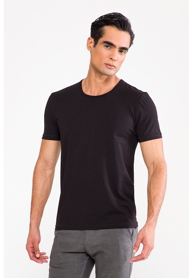 D'S Damat Trendy Bisiklet Yaka T-Shirt Siyah