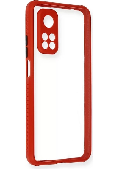 Newface Xiaomi Mi 10t Pro Kılıf Miami Şeffaf Silikon - Kırmızı