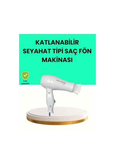 Mey İthalat Katlanabilir Seyahat Tipi Saç Kurutma Makinesi Çift Kademeli Ayar
