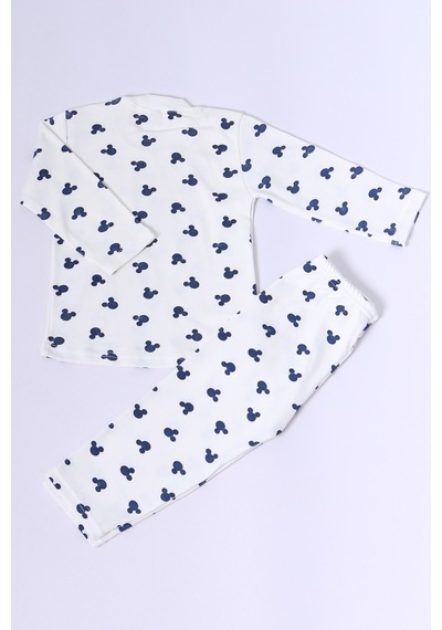 Hçm Bebek Pamuk Pijama Takımı Tenkli Baskılı Bisiklet Yaka A2 Lacivert