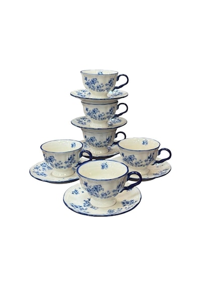 Acar Vintage Garden 6 Kişilik Çay Fincan Takımı Chr-09551 Mavi