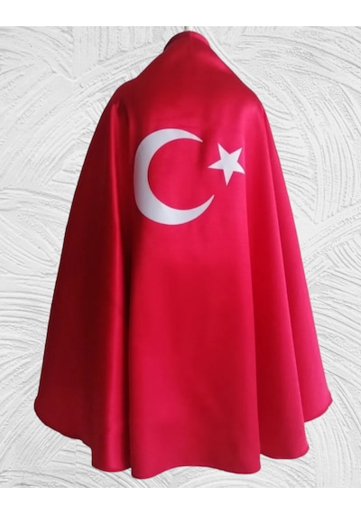 Denbu Tekstil Ay Yıldız Baskılı 23 Nisan Özel Bayrak Pelerin Yeni Sezon Kırmızı