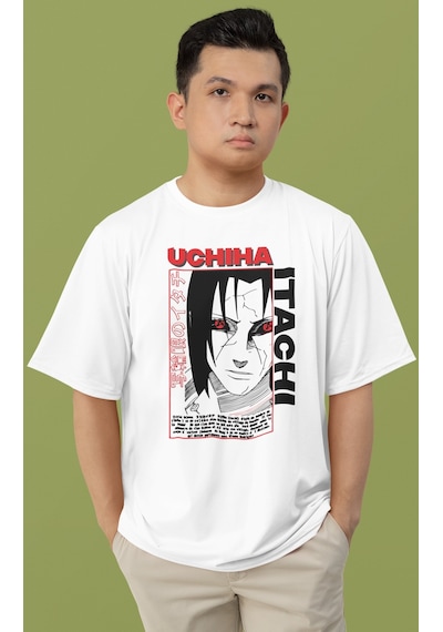 Uchiha Itachi Naruto Baskılı Unisex Oversize Anime Karakter Tişör Beyaz