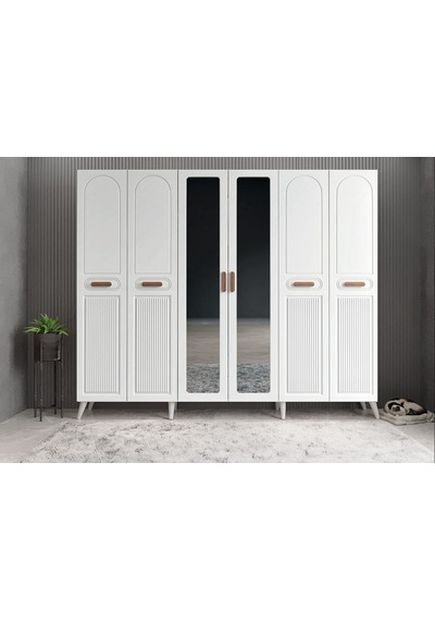 Letto Membran 6 Kapaklı Portmanto Montaj Dahil Beyaz 210 Cm