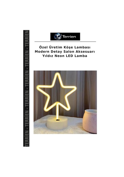 Özel Üretim Köşe Lambası Modern Detay Salon Aksesuarı Yıldız Neon Led Lamba Diğer