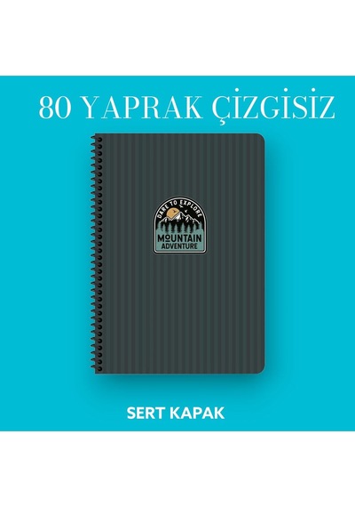 17x24 Cm Çizgisiz 80 Yaprak Outdoor Sert Kapak Telli Defter 70 Gr Ivory Kağıt Açıkkahve
