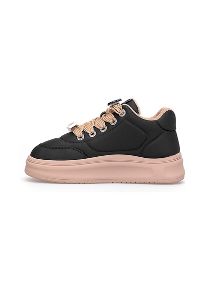 Guja 25k421 Kadın Hakiki Deri Klasik Sneaker Siyah Siyah