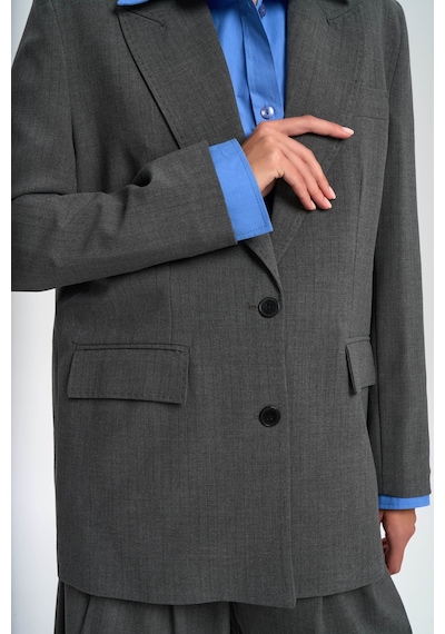Mai Studios Co. Jessical Çizgili Füme Blazer Füme