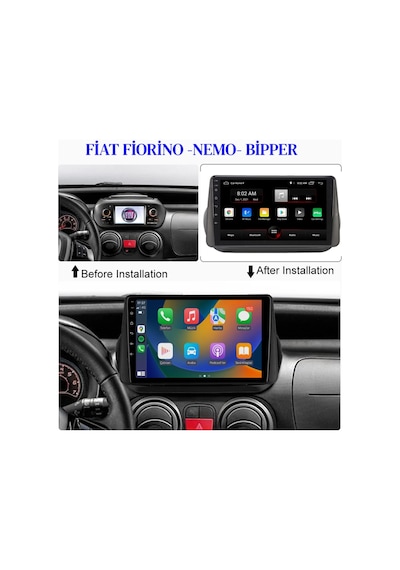 Exvol Fiat Fiorino Peugeot Bipper Nemo 4gb/64gb Android Multimedya 10 Inc Hd Ips Ekran Kamera 10.1"