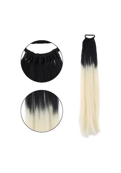 Lastik Tokalı At Kuyruğu Düz / Siyah / Platin Ombre - Ezjı-718151 Renkli