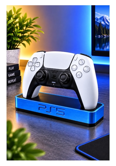 Veriqo 3d Ps5 Dualsense Uyumlu Oyun Kolu Standı Gamepad Tutucu Masaüstü Controller Standı Mavi