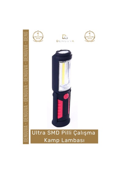 Deluxe Seri Beyaz Aydınlatma Kauçuk Mıknatıslı Ultra Smd Pilli Çalışma Kamp Lambası Çok Renkli