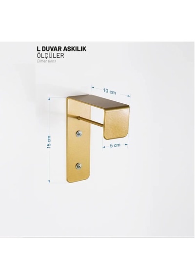 Gold Metal L Model Duvara Monte Askılık Gold