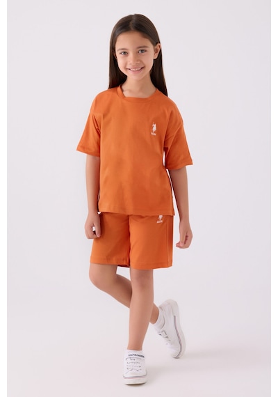 U.S. Polo Assn. U.s. Polo Assn Kız Çocuk Turuncu Bermuda Takım Us1848-c-v56 Turuncu
