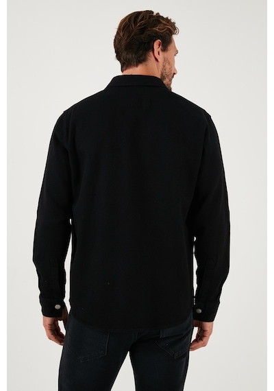 Buratti Pamuklu Tek Cepli Regular Fit Erkek Gömlek Cf25W129140 Siyah