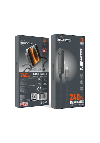 Apricot Apc-st240l Telefon Standlı Type-c To Lightning 240w Hızlı Şarj + Data Kablosu
