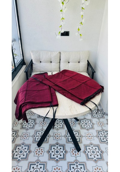 Bahçe Balkon Takımı Minder Kılıf Takımı 4 Adet Bordo