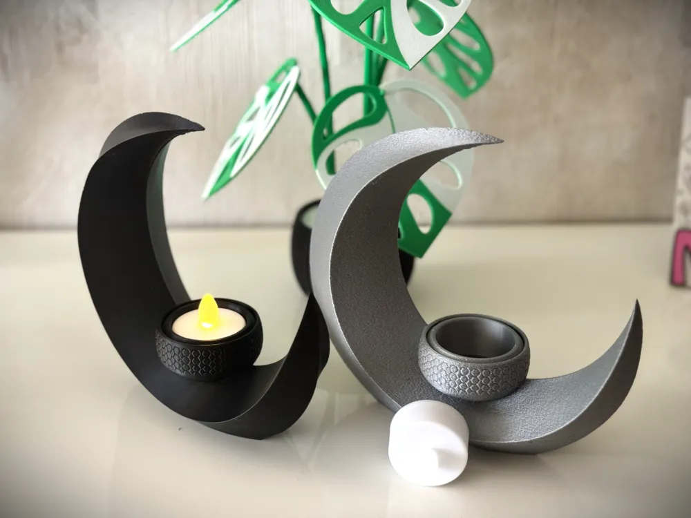 Dekoratif Hilal Mumlu - Tealight Led Mum Uyumlu Modern Ay Figürlü Ev Aksesuarı Hediyelik Obje 0