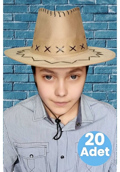 Uniquetrenders Çocuk Unisex 20'li Nubuk Kovboy Şapkası 8-14 Yaş Koyu Bej Uniquetrenders Çocuk Unisex 20'li Nubuk Kovboy Şapkası 8-14 Yaş Koyu Bej