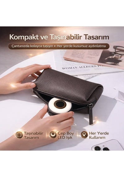 Manyetik Mini Led Telefon Işığı Magsafe Uyumlu Selfie & Video Çekim Işığı Katlanabilir Vlog Işığı
