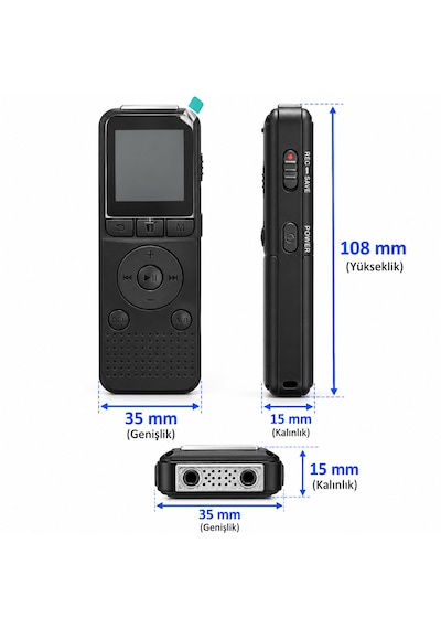 Ultratekno Kb65 32gb Pilli Dijital Ses Kayıt Cihazı, Ekranlı Wav Kaydedici, Ses Algılamalı Kayıt, Mp3 Çalar