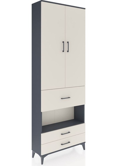 Arges Dolap 5 Raflı 3 Çekmeceli 2 Kapaklı 88x30x243 Antrasit-... Antrasit