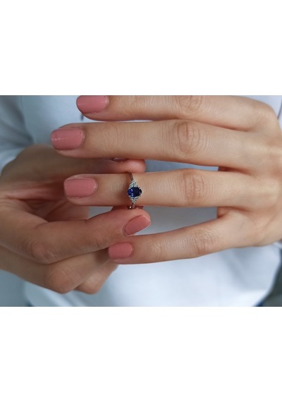 Sirius Pırlanta Ve Oval Safir Arya Yüzük 0817R0271