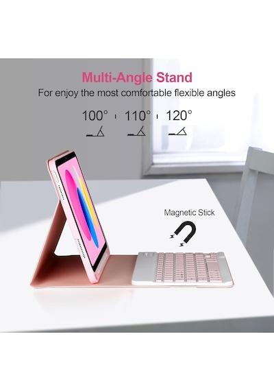 M.Tk Moveteck Apple Uyumlu iPad 10.Nesil 10.9 Klavyeli Tablet Kılıfı