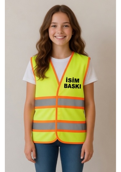 Çocuk Mühendis Yelek İsme Özel Baskılı Sarı