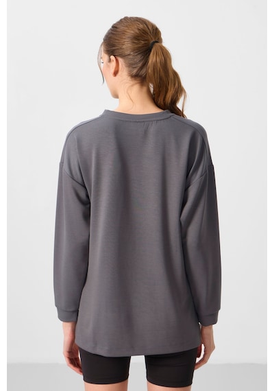 Tommylıfe Rahat Form O Yaka 2li Paket Siyah-koyu Gri Kadın Tunik Sweatshirt - 97305 Siyah - Gri