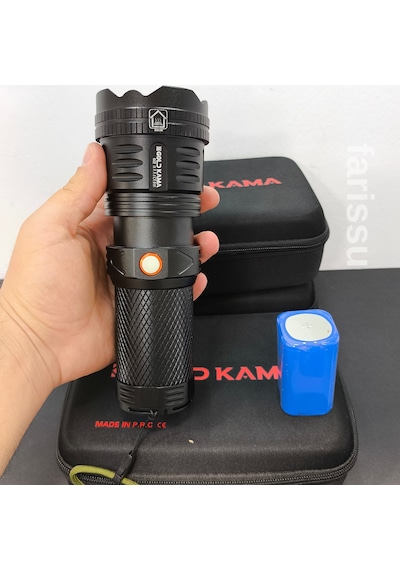 Gold 100W Şarjlı El Feneri 39800 Mah Pil, 3000M Menzil, Süper Parlak Led Siyah