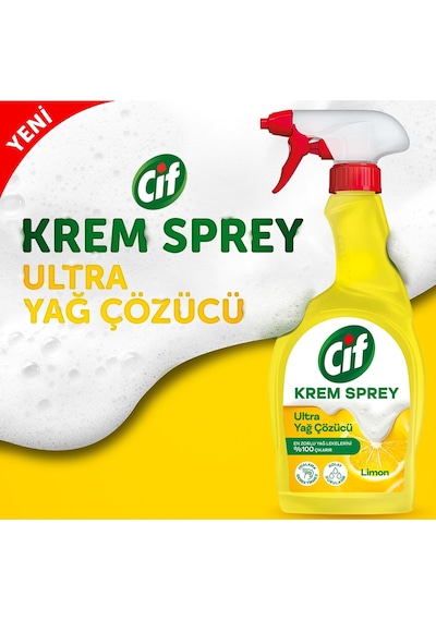 Cif Yüzey Temizleyici Sprey Krem Limon Ultra Yağ Çözücü 2 x 750 ML