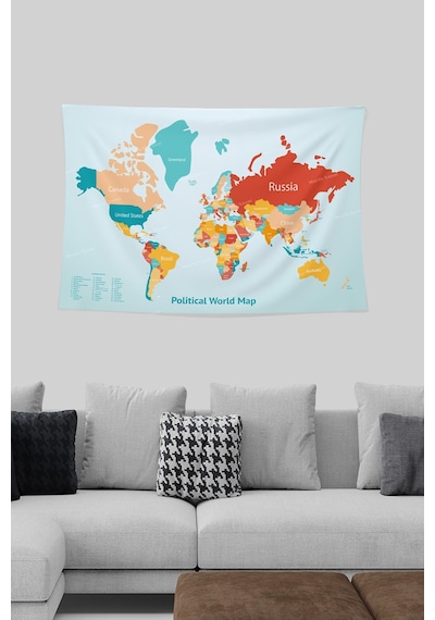 Duvar Örtüsü Dünya Haritası World Map Dekoratif Duvar Örtüsü