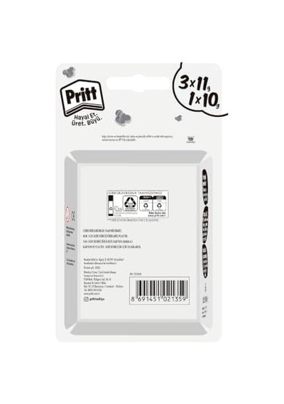 Stick Yapıştırıcı, 3+1 Simli Ve Güvenli El İşi Yapıştırıcısı, Hızlı Ve Pratik Yapıştıran Okul Ve Ofis Malzemesi, 3x11g+1x10g Pritt Stick Yapıştırıcı Pembe