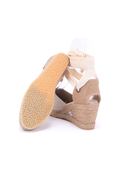 Star Tombis Gerçek Elişi Ipli Bej Hasır Dolgu Topuk Keten Hasır Espadril Handmade Bej