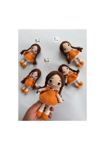 Adenya Sepeti Amigurumi Örgü Fındık Bebek-18 Cm-turuncu