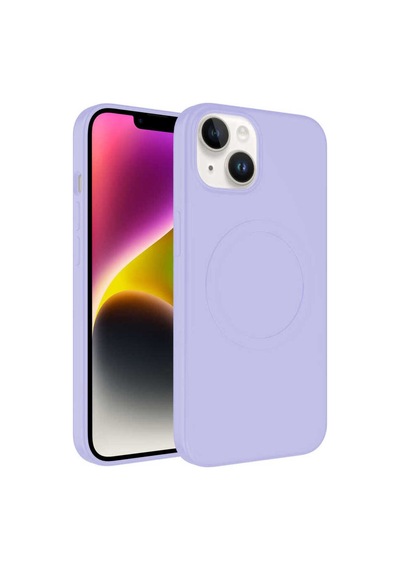 Apple Uyumlu iPhone 13 Kılıf M-safe Wireless Şarj Özellikli Pastel Renk Silikon Zore Plas Kapak Lila