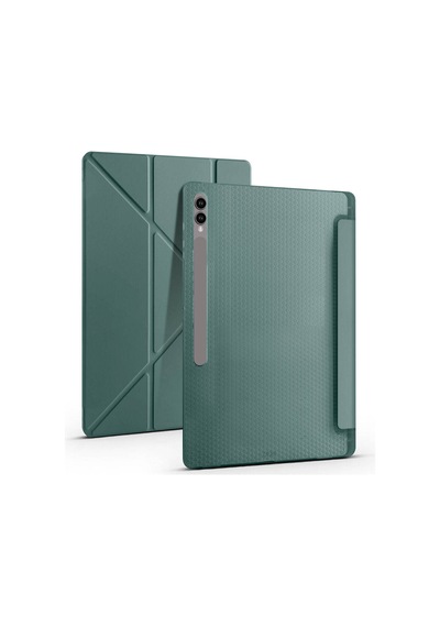 Galaxy Uyumlu  Tab S9 Ultra Kılıf Frm Tri Folding Kalem Bölmeli Standlı Kılıf-siyah Arka Kapak