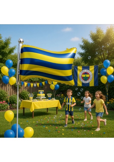 Fener Fb Sarı Lacivert Bayrak Folyo Balon 71x50 Cm Taraftar Parti Dekorasyonu Çok Renkli