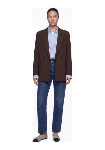 Nauvè Kruvaze Oversize Vatkalı Blazer Ceket Kahverengi