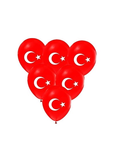 100 Adet Bayrak Balon Türk Bayraklı Kırmızı Baskılı Balon Ay Yıldız Balon-helyum Uyumlu Uçan Balon Kırmızı