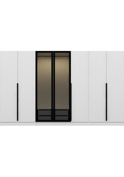 Kale Plus 7 Mebran Kapaklı 2ç Dolap Beyaz Mebran Füme Cam 210cm Beyaz