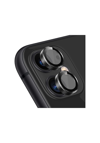 Buff Apple Uyumlu iPhone 11 / 12 / 12 Mini Kamera Metal Lens Koruyucu Siyah