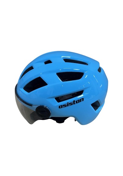 Asistan Bisiklet Kask Ks-28 Koruyucu Gözlüklü Bisiklet Motosiklet Kaskı Medium Beden Buz Mavi Renk
