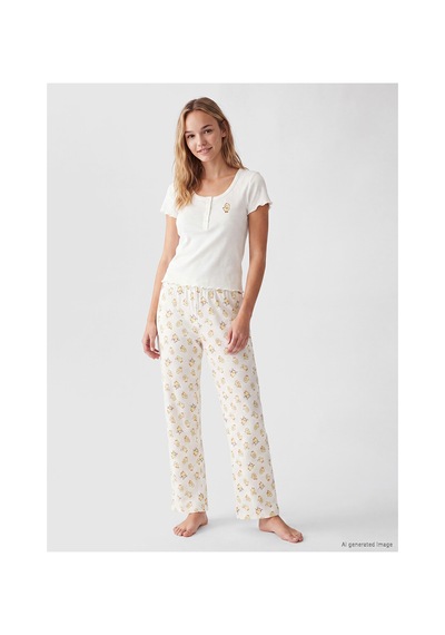 Lcw Young Pembe U Yaka Civciv Nakışlı Kadın Pijama Takımı