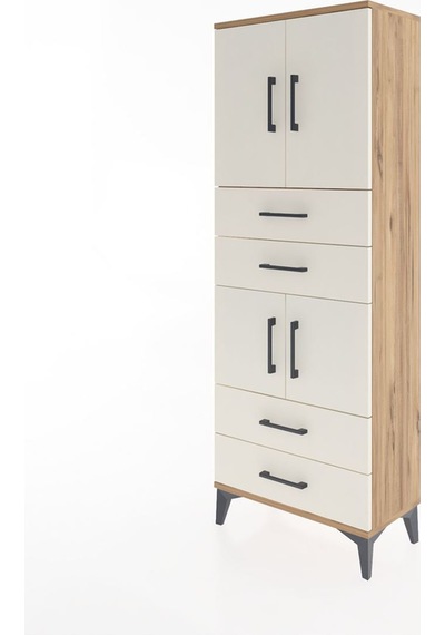 Arges Dolap 3 Raflı 4 Çekmeceli 4 Kapaklı 60x30x163 Çam-aytaşı Atlas Çam